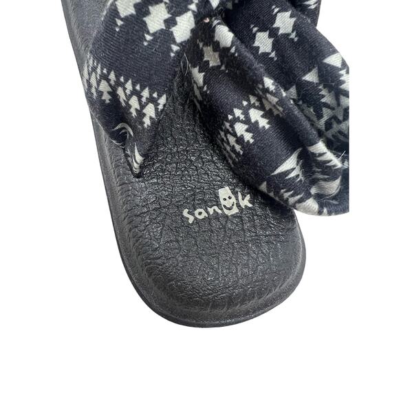 Sanuk Black Gray Geometric Yoga Mat Footbed Slingback Sandals 7 - Picture 5 of 6